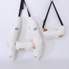 (Ours beige) Forme en H - Motif animal mignon Appuie-tête de voiture pour bébé Oreiller de voyage Oreiller siège
