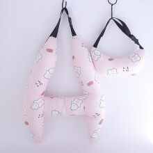 (Lapin rose d'eau) Forme en H - Motif animal mignon Appuie-tête de voiture pour bébé Oreiller de voyage Siège