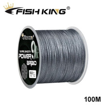 (grijs, 6,0-0,4 mm-100 lb) Fishing King 100m 9x strengen gevlochten vislijn Multifilament PE-lijn gevlochten