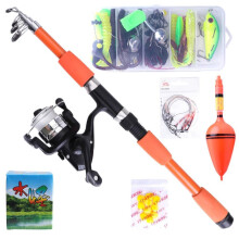 (oranje, 2.1M/6.88FT) Zomerhengelmolencombo Complete telescopische hengelset Spinningmolen Lijn Aashaak