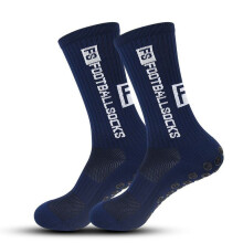 (Marineblau, Einheitsgröße) Fußball-Grip-Socken – Dick gepolsterte, rutschfeste Sportsocken mit Handtuchunterseite