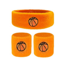 (oranje) 1 Set Kinderen Sport Hoofdband Polsband Bal Borduurwerk Stretch Ademend Zweet Absorberend Jongens