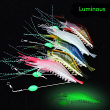 5 stuks/partij 9cm 5,2g lichtgevende garnalenlokmiddelen kunstmatige zachte aas 5 kleuren gemengd met