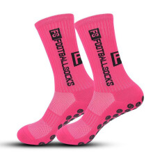 (rosarot, Einheitsgröße) Fußball-Grip-Socken – Dick gepolsterte, rutschfeste Sportsocken mit Handtuchunterseite