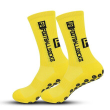 (Gelb, Einheitsgröße) Fußball-Grip-Socken – Dick gepolsterte, rutschfeste Sportsocken mit Handtuchunterseite