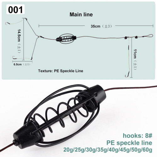 (50g) Karpervissen Feeder Aas Kooien Haken Rig Set Inline Method Feeder Tackle 2
