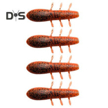 (E) 4 stuks 7,5 cm/11 g zachte wormenlokdoos, langzaam zinkend, gezouten glitter, bionisch aas, kleurrijk