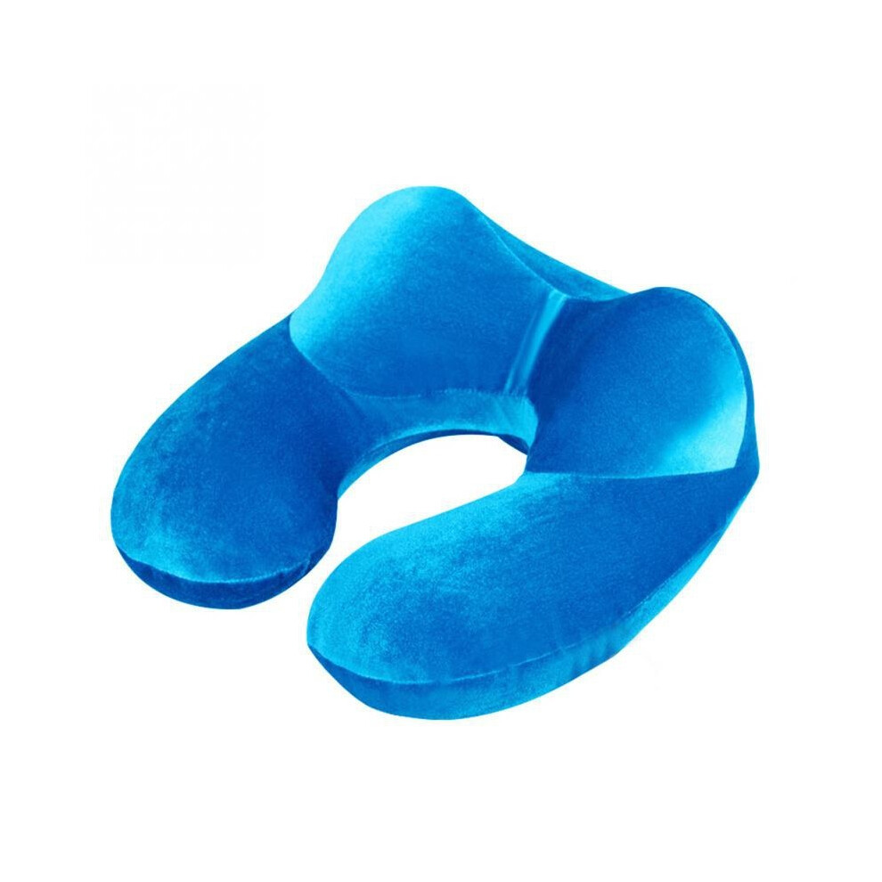 Oreillers de voyage gonflables en forme de U (bleus) pour voyager en avion, oreillers de voyage confortables