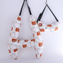 (Ours blanc) Forme en H - Motif animal mignon Appuie-tête de voiture pour bébé Oreiller de voyage Siège auto pour