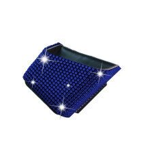 (blu) Scatola portaoggetti per auto con motivo a strass, autoadesiva, in plastica, finto cristallo,