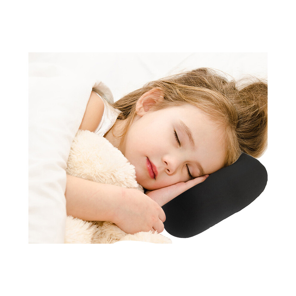 (Taille unique noir) Taie d'oreiller de voyage en soie à fermeture éclair, mini-oreiller doux de type os, appui-tête,