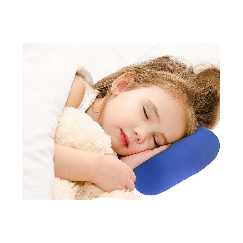(Taille unique bleu) Taie d'oreiller de voyage en soie à fermeture éclair, mini-oreiller doux de type os, support