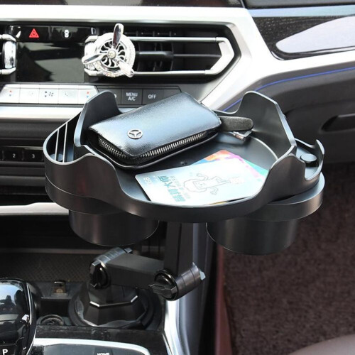 (schwarz) Universal Multifunktionaler Auto-Getränke- und Tabletthalter 1