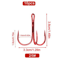 (rood, 2/0#-10ST) Fishking Vishaak 10/15/20st Hoge Carbon Dreghaken Super Scherp Stevig Maat 0,433 In-1,574