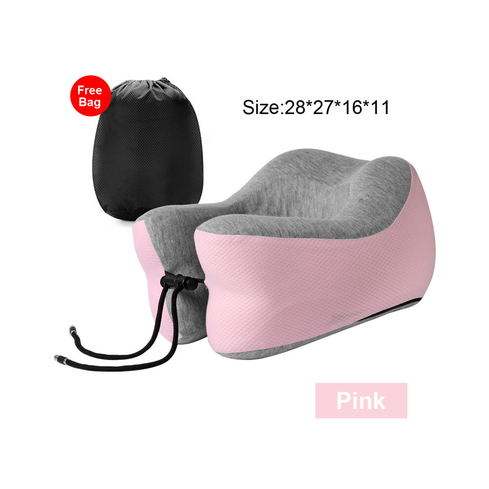(28x27x16x11cm Rose) Oreiller de voyage en mousse à mémoire de forme PureLatex en forme de U pour le cou et les