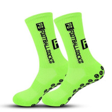 (fluoreszierendes Grün, Einheitsgröße) Fußball-Grip-Socken – dick gepolsterte, rutschfeste Sportsocken