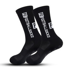 (Schwarz, Einheitsgröße) Fußball-Grip-Socken – Dick gepolsterte, rutschfeste Sportsocken mit Handtuchunterseite