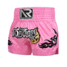 (pink, S) Kickbox-Shorts, reibungsarme, leicht zu reinigende Polyester-Cord-Design-Boxshorts mit Buchstabenaufdruck