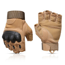 (MZ902 A Style Kaki) Gants tactiques d'extérieur sans doigts pour l'armée, articulations dures, pour paintball,