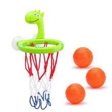 (B) Juguete de baloncesto con ventosa para niños con 3 pelotas de baño, diseño de dinosaurio de dibujos