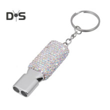 (mehrfarbig) Bling Whistle Metall-Strasspfeife mit Schlüsselanhänger, glänzende Pfeife mit lautem, klarem