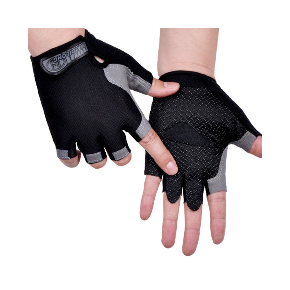 (XLType A--Noir) Gants de sport antichocs HOT Cyclisme Antidérapant Sweat Hommes Femmes Gants demi-doigts