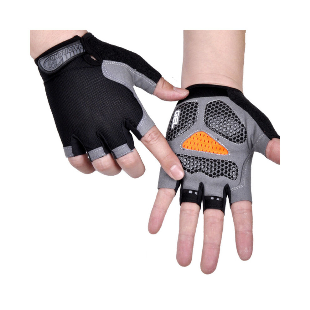 (XLType B - Noir) Gants de sport antichocs HOT Cyclisme Antidérapant Sweat Hommes Femmes Gants demi-doigts