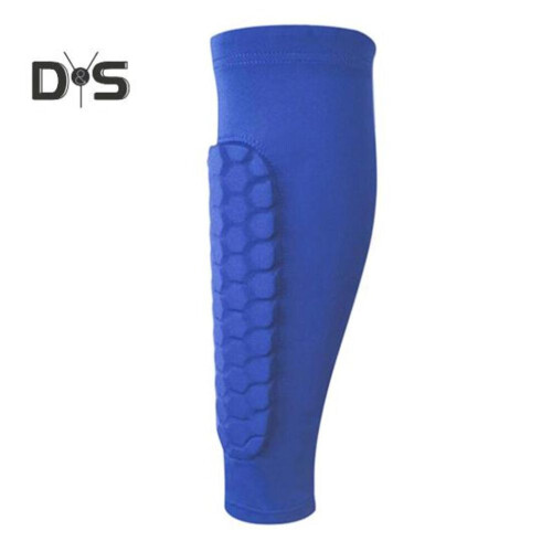 (blu, L) Manicotti per parastinchi da calcio, manicotti a compressione per polpacci con cuscinetti a