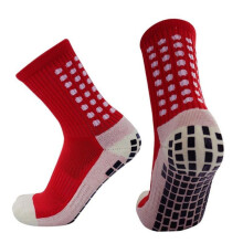 (Rood) Hoogwaardige antislip voetbalsokken met sportgrip, antislip basketbalsokken, voetbalsokken, unisex