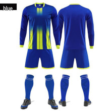 (blauw, 3XS) Heren voetbaltenue met lange mouwen en bedrukte nummers, teamtrainingstenue, herfst/winter