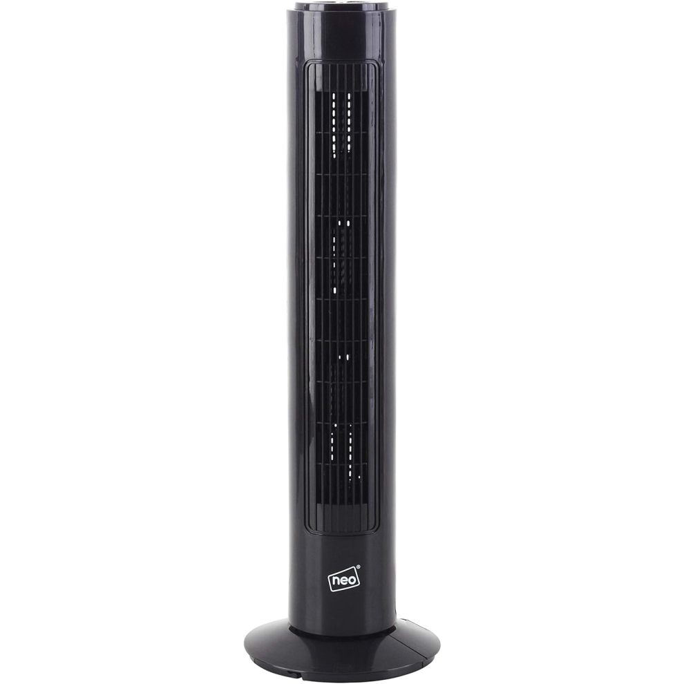 Neo 29" Inch Air Cooling Cooler Free Standing Quiet Bedroom Bladeless Tower Fan 3 Speed Oscillating (Black)