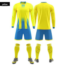 (geel, XXXL) Heren voetbaltenue met lange mouwen en bedrukte nummers, teamtrainingstenue, herfst/winter