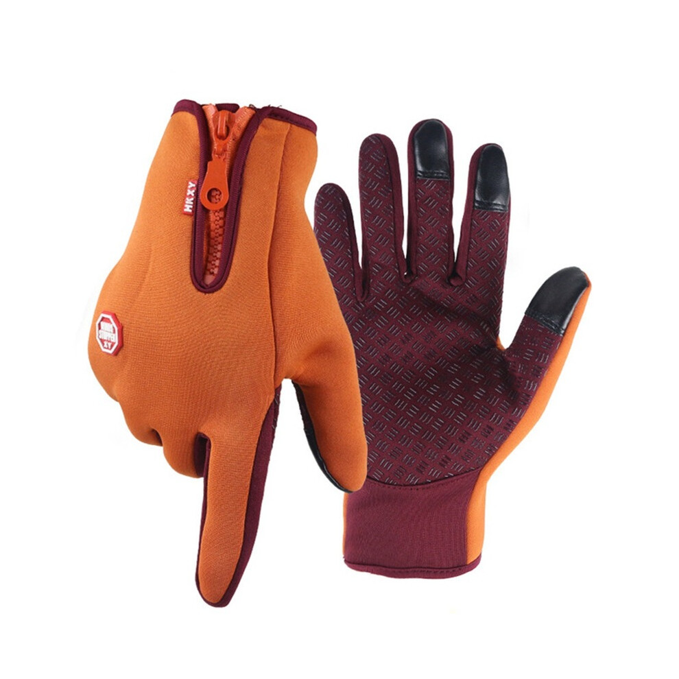 (M23019-Orange) Gants d'hiver pour hommes et femmes, écran tactile, coupe-vent, thermiques, chauffants, gants