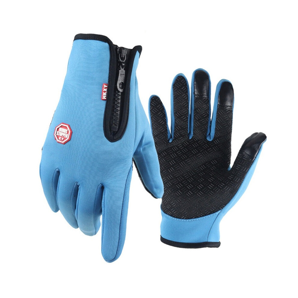 (XL23019-Bleu ciel) Gants d'hiver pour hommes et femmes, écran tactile, coupe-vent, thermiques, chauds, cyclisme,