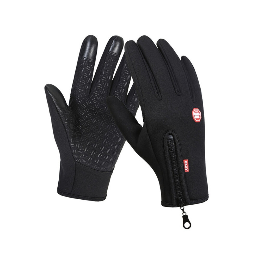 (XL23019-Noir) Gants d'hiver pour hommes et femmes, écran tactile, coupe-vent, thermiques, chauds, cyclisme, avec