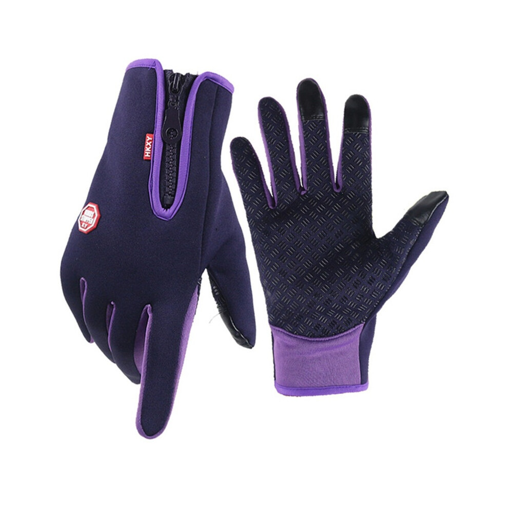 (L23019-Violet) Gants d'hiver pour hommes et femmes, coupe-vent, thermiques et chauds, pour écran tactile, cyclisme