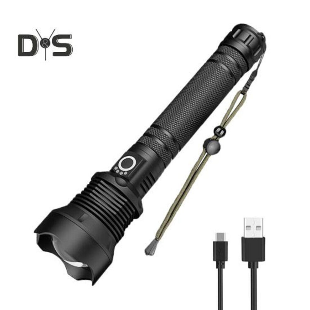 (A) Lampe de poche à Led avec Modes Multiples Super Lumens Etanche Rechargeable Focalisation Ajustable Lampe de poche Tactique