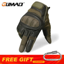 Gants tactiques en cuir PU (LGreen) pour écran tactile, coque rigide, doigts longs, pour l'armée, le combat, l'airsoft