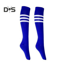 (blue, L) 1 Pair Mid-length Socks Striped Anti-slip High Elasticity Sweat Absorption Football Cheerleader Stockings Children Knee