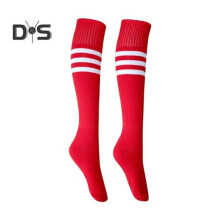 (rot, L) 1 Paar mittellange Socken, gestreift, rutschfest, hohe Elastizität, Schweißabsorption, Fußball-Cheerleader-Strümpfe,