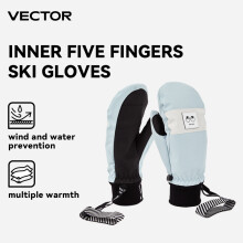(SBlue) Gants de ski professionnels à cinq doigts pour femmes, ultra-légers, épais, chauds, en polaire, imperméables