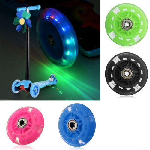 (Negro) Luces Intermitentes Ruedas Traseras Led Flash Rueda Para Micro Scooter Mini Pu Nuevo 1