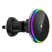 (zwart) Magnetische telefoonhouder 360 graden rotatie Telefoonhouder 15W Magnetische draadloze autolader