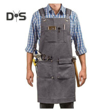 (grau) Canvas-Schürze, ölbeständig, für die Küche, zum Kochen, für Männer und Frauen, modische Kaffeeschürze