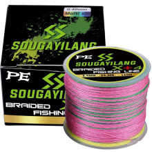 (veelkleurig, 0,12 mm) Vislijn 150 m gevlochten vislijn van hoge kwaliteit X+4 standaards Pe 12,3 lb-55,8