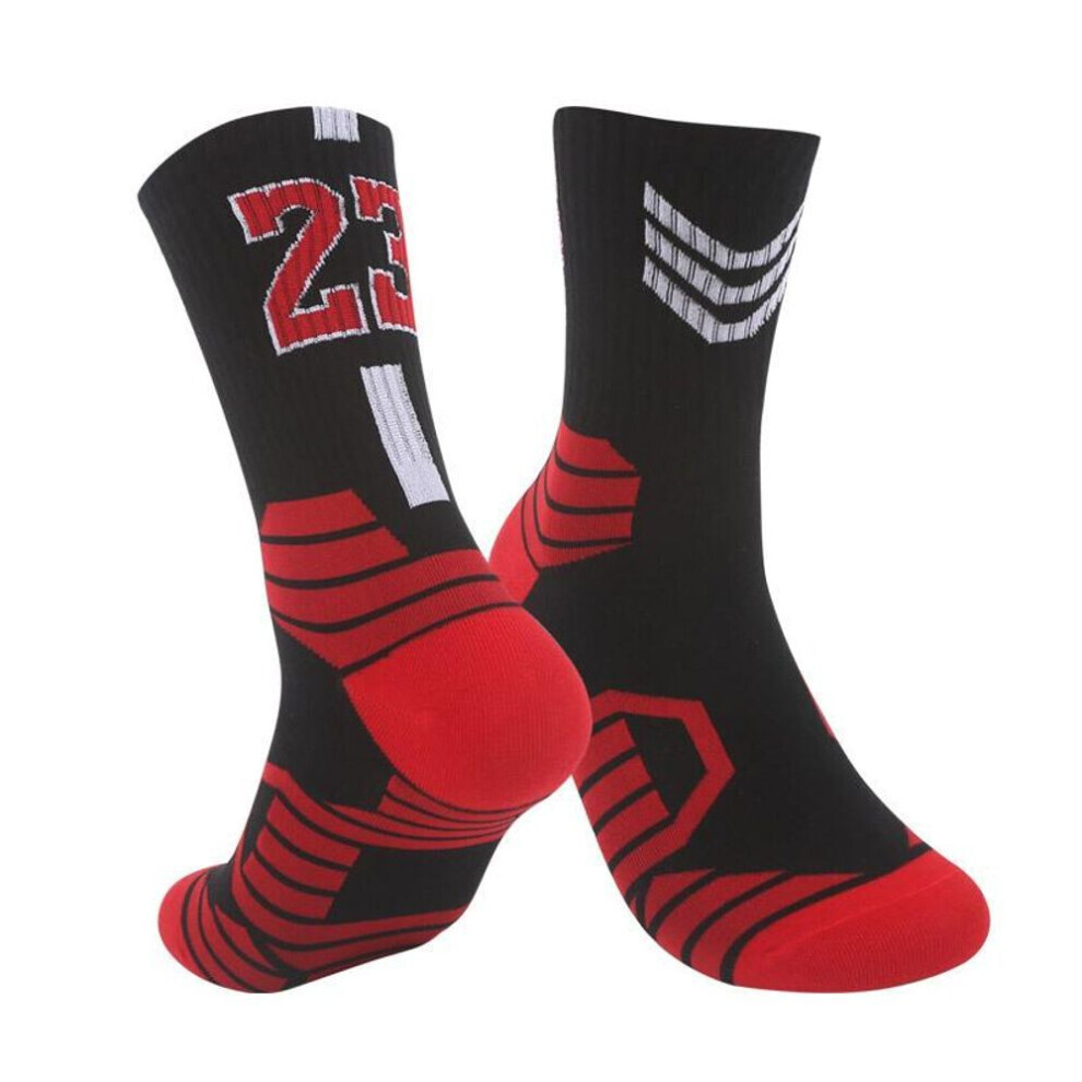 (noir,rouge) 1 paire de chaussettes de basket-ball Super Star Elite chaussettes de sport épaisses antidérapantes durables Skateboard Towel Bottom