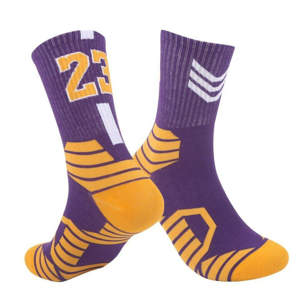 (violet) 1 paire de chaussettes de basket-ball Super Star Elite chaussettes de sport épaisses antidérapantes durables Skateboard Towel Bottom