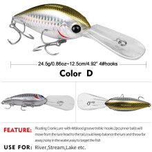 (D) Lokaas Drijvende Rots 12,5 cm-24,5 g Plastic Visvoer Little Fat Luya Bait 4 # Haak Visgerei