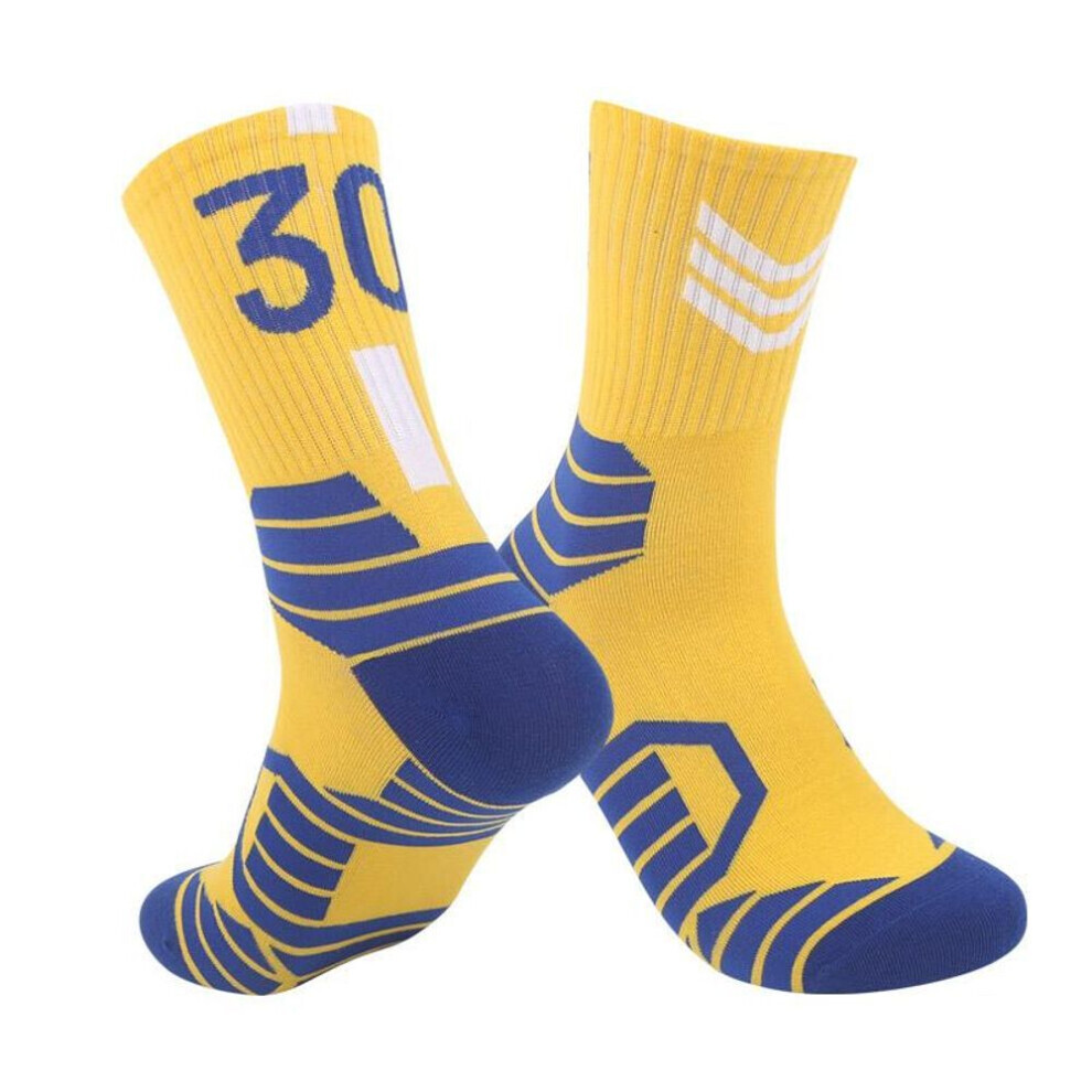 Chaussettes de sport professionnelles jaunes, Ãpaises, antidÃrapantes, pour basket et football, 1 paire, fond en serviette durable