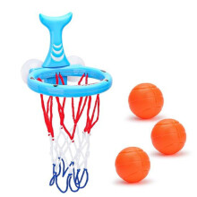 (D) Juguete de baloncesto con ventosa para niños con 3 pelotas de baño, diseño de dinosaurio de dibujos